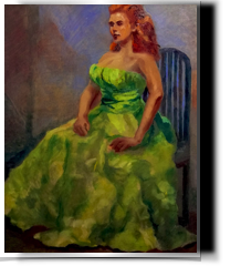 Seated Female with Lemon Green Dress
